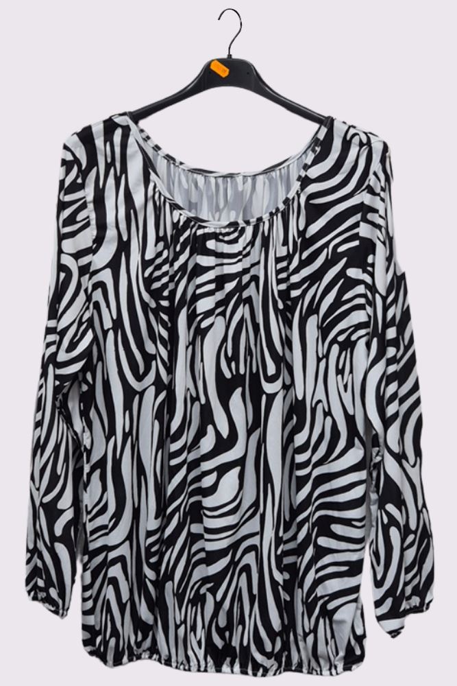 Waves Print Pleated Top