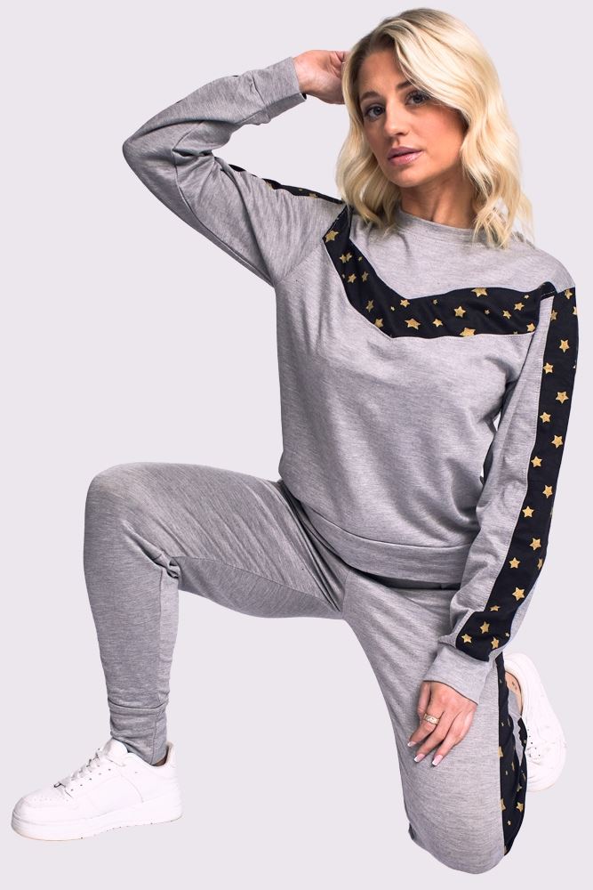 Star Print Side Panel Loungwear Tracksuit