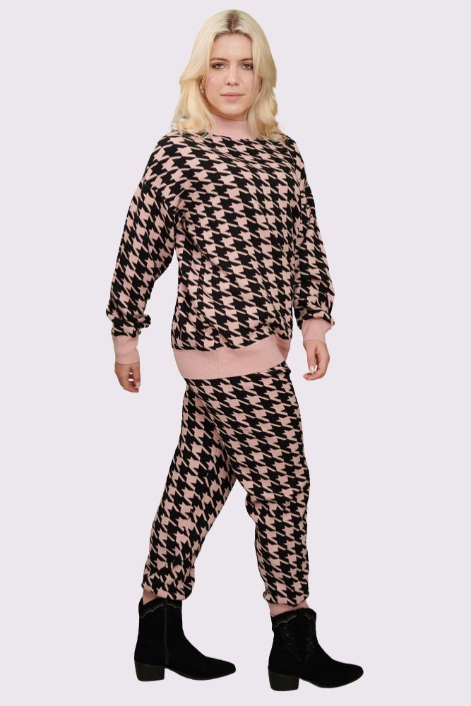 Knitted Dog Tooth Pattern Viscose Co-Ord
