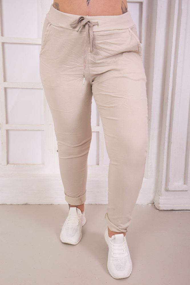 Plain Glitter Drawstring Trouser