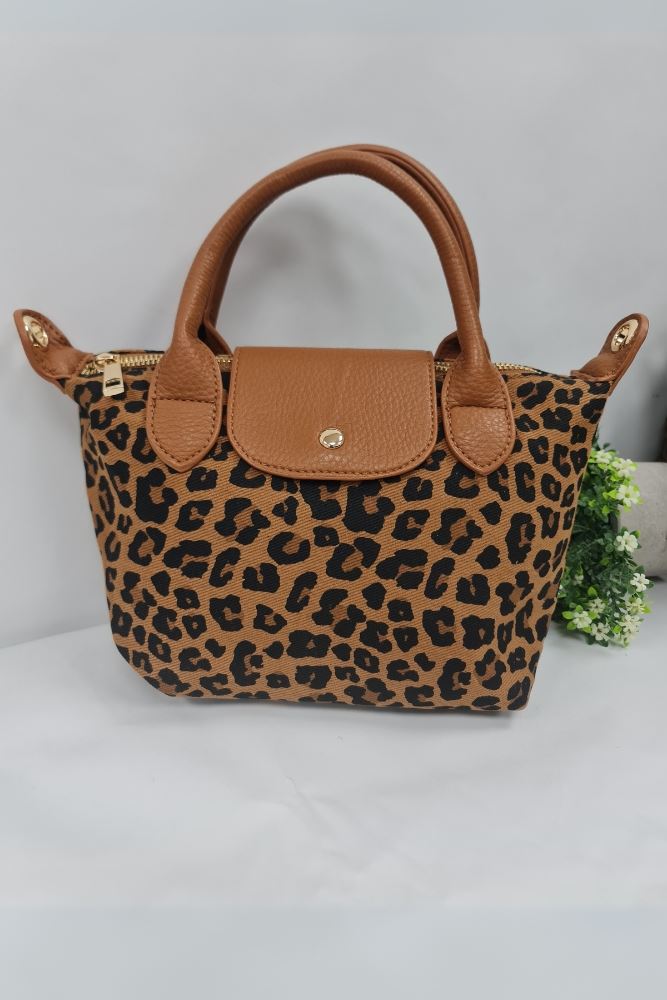 Leopard Pattern Two Handle Shoulder Bag