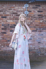 Multicoloured Geometric Flower Print Bohemian Maxi Style Dress