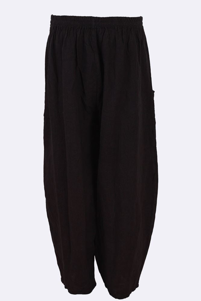 Linen Wide Leg Pocket Trousers