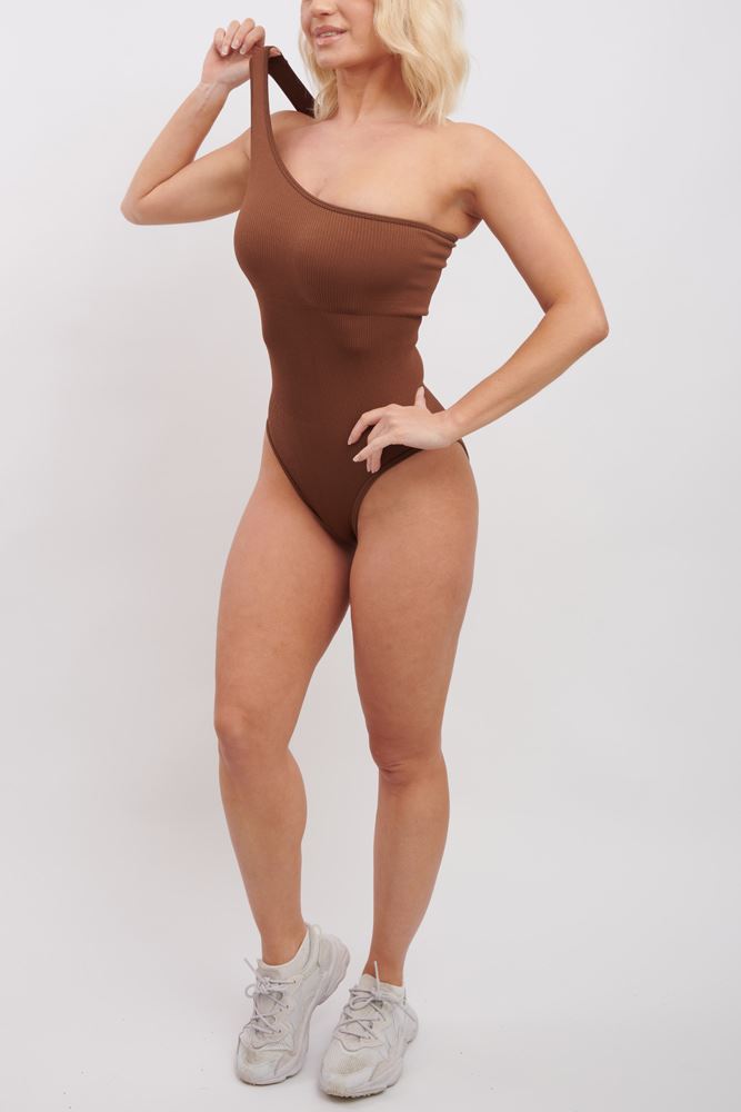 Plain Ribbed Padded Nylon Bodysuit