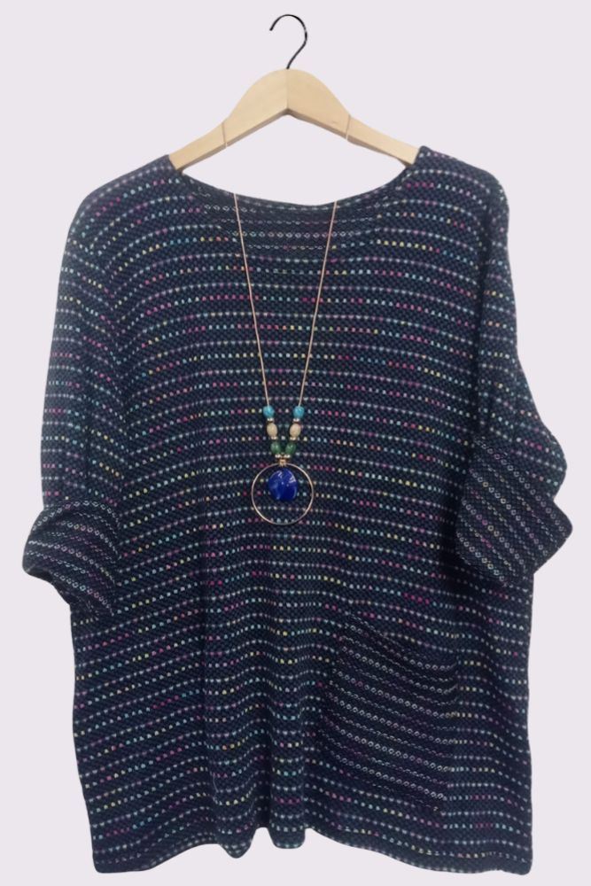 Multicolour Stitch Oversized Necklace Top