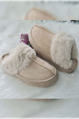 Faux Fur Mule Platform Fluffy Shoes