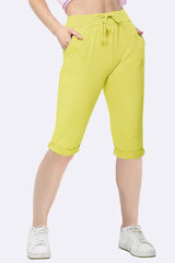 Plain Drawstring 3/4 Length Pocket Trousers