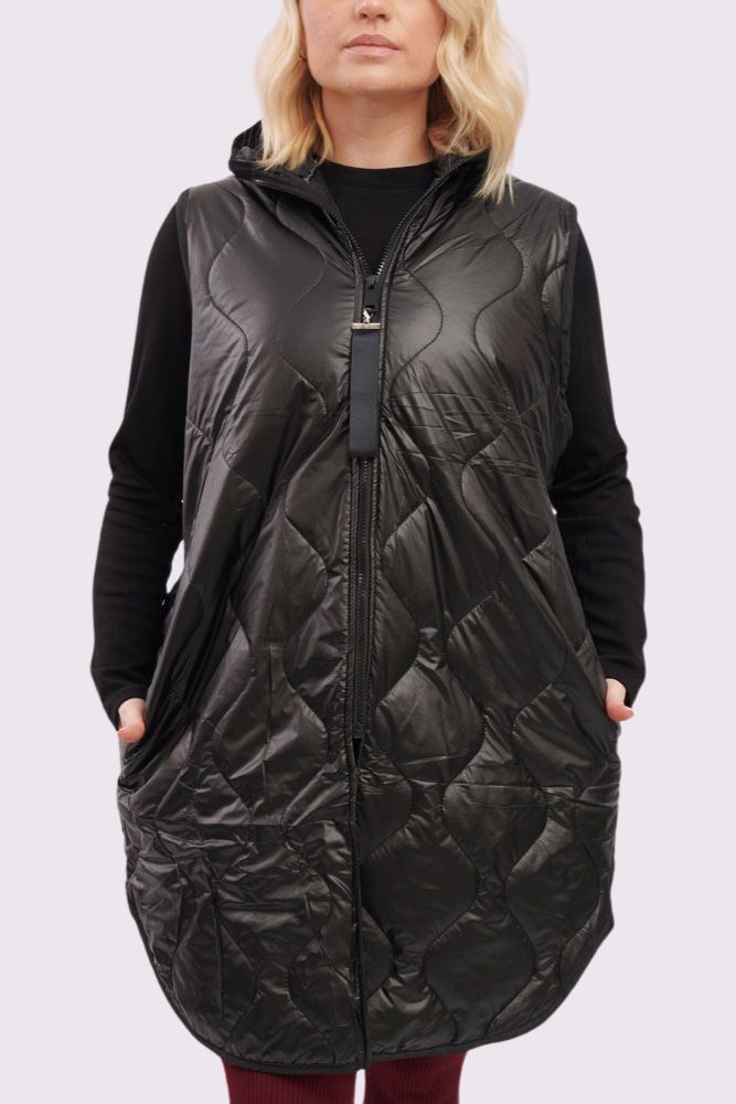 Plain Quilted Zip Up Side Pocket Gilet