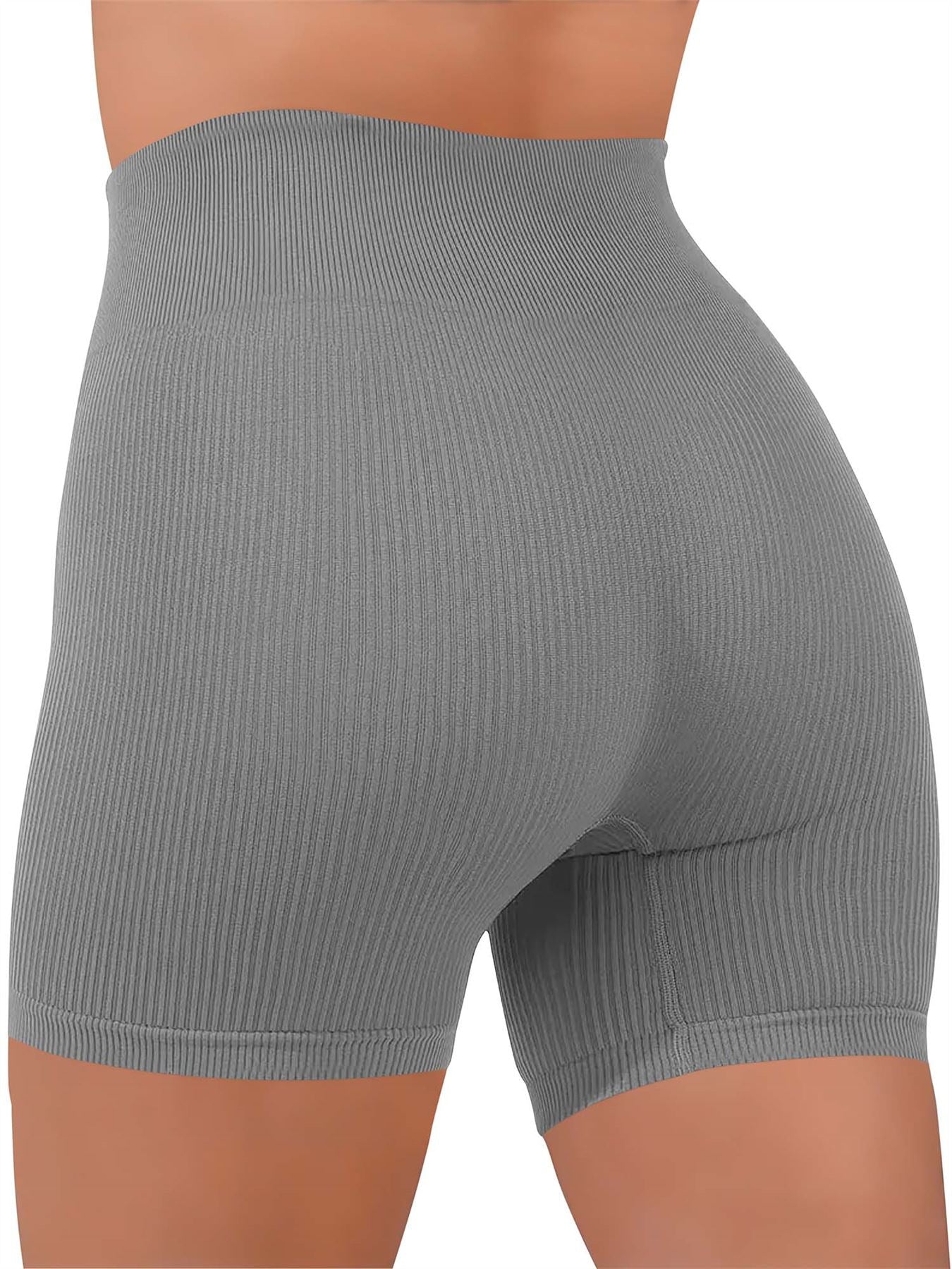 Plain Seamless Ribbed Gym Wear Shorts