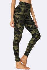 Army Green Camouflage Print Gym Pocket Leggings