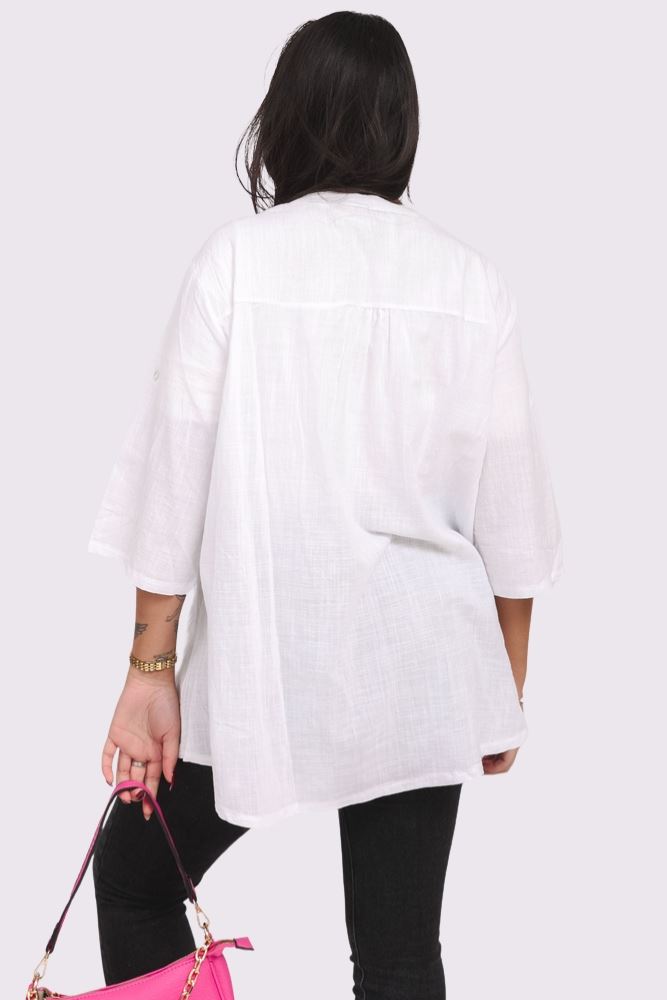 Plain Button Up Cotton Shirt