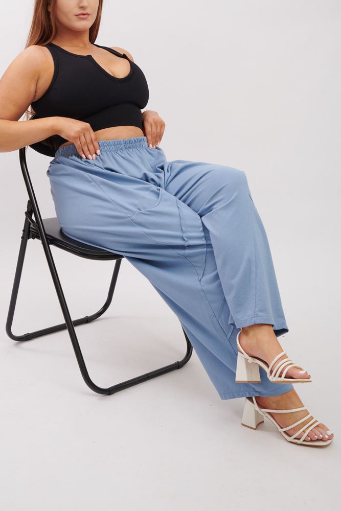 Plain Pocket Side Layered Cotton Trousers