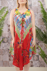 Palm Print Flared Umbrella Dress