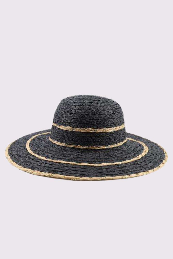 Contrast Edge Straw Trim Floppy Hat