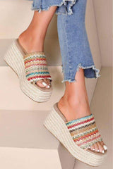 Square Toe Wedge Platform Slipper