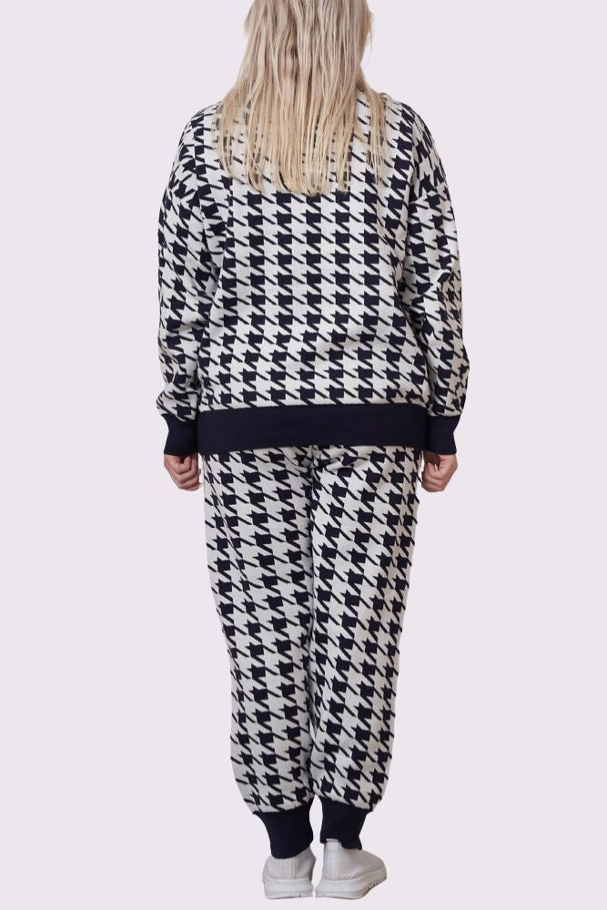 Dog Tooth Pattern Knitted Viscose Co-Ord