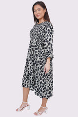 Leopard Print Shirred Dress