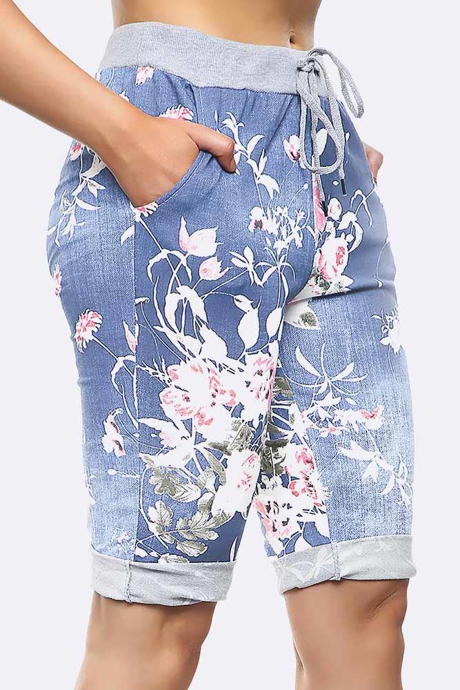 Floral Printed 3/4 Drawstring Trouser