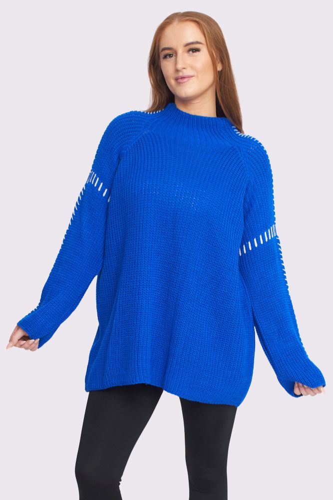 Shoulder Sleeve Stitch Design Knit Style Oversized Jumper