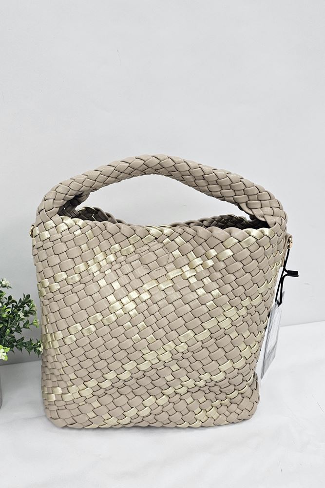 Braided Rope Two Tone Shoulder Bag