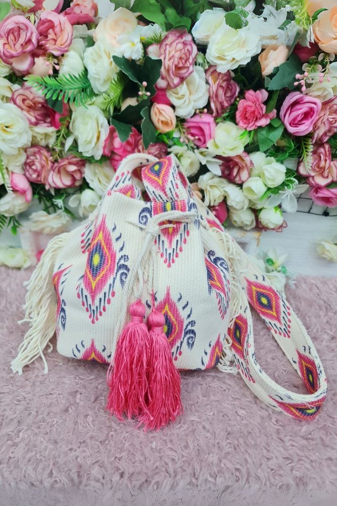 Multi Color Print Tassel Shoulder Bag