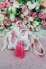 Multi Color Print Tassel Shoulder Bag