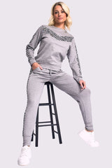 Leopard Print Side Panel Loungwear Tracksuit