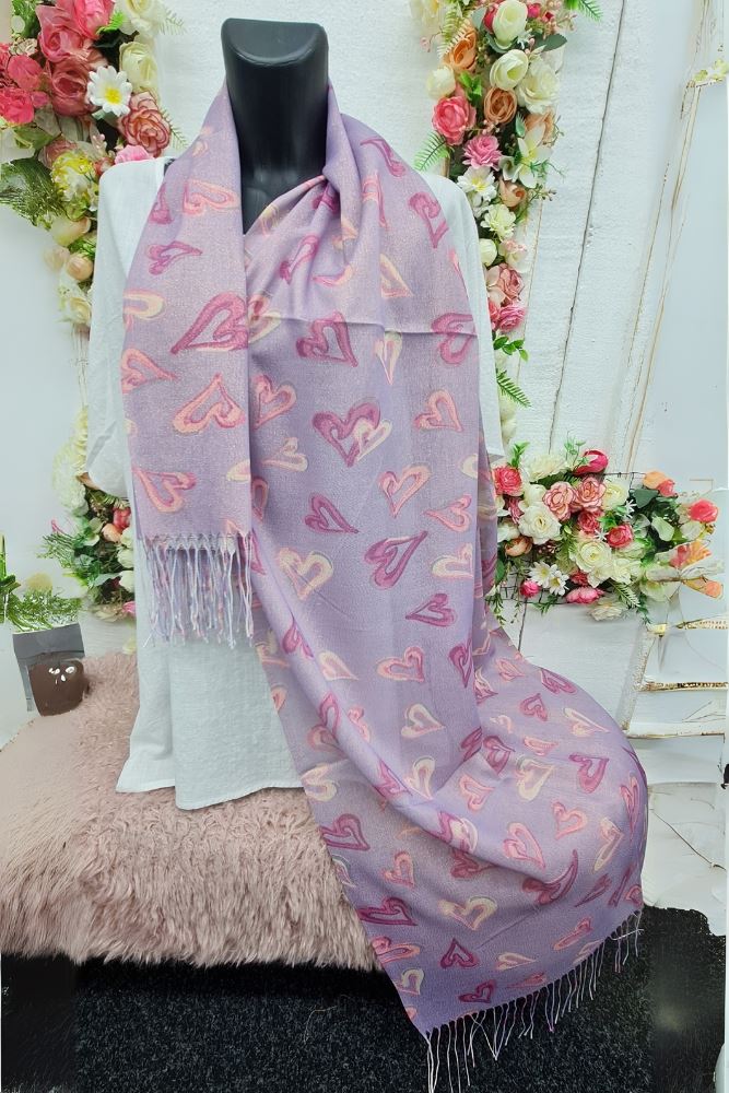 Heart Print Tassel Scarves