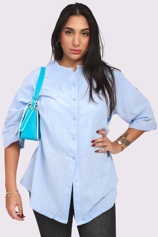 Plain Button Up Cotton Shirt