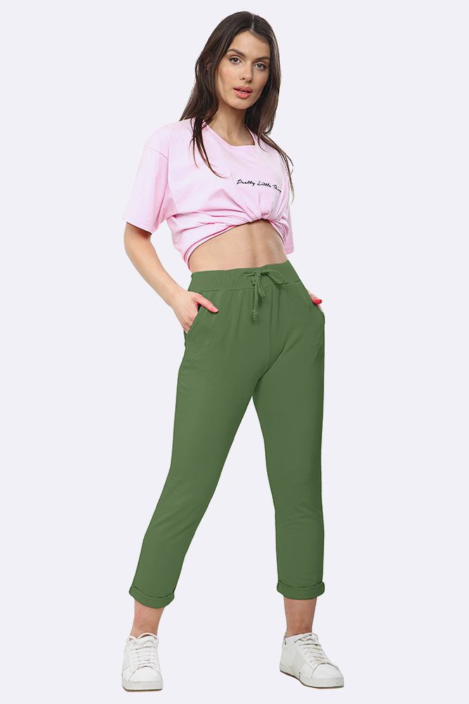 Lily-rose Italian Plain Drawstring Pocket Trousers