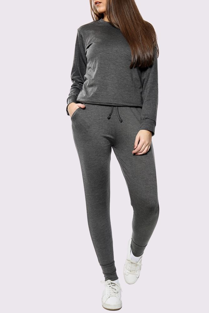 Plain Crop Top Loungwear Tracksuit