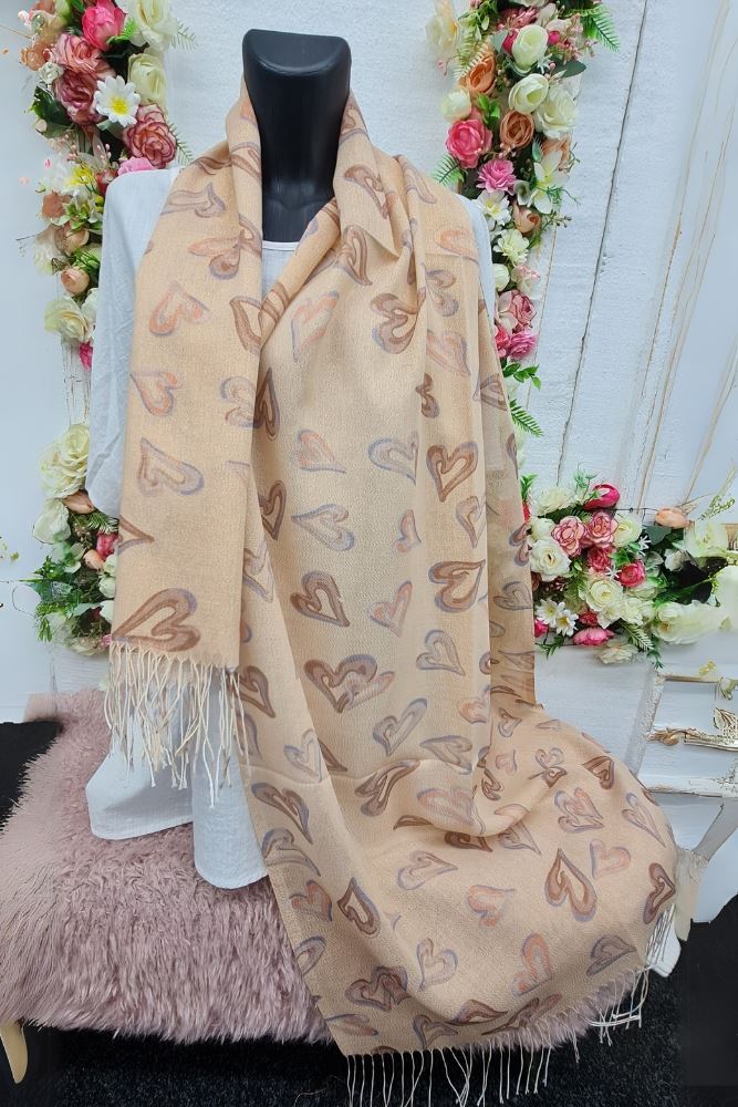 Heart Print Tassel Scarves