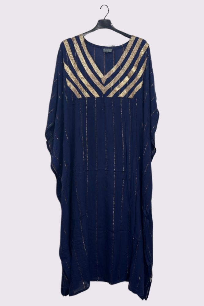 Gold Metallic Splash Stripe Overfit Kaftan