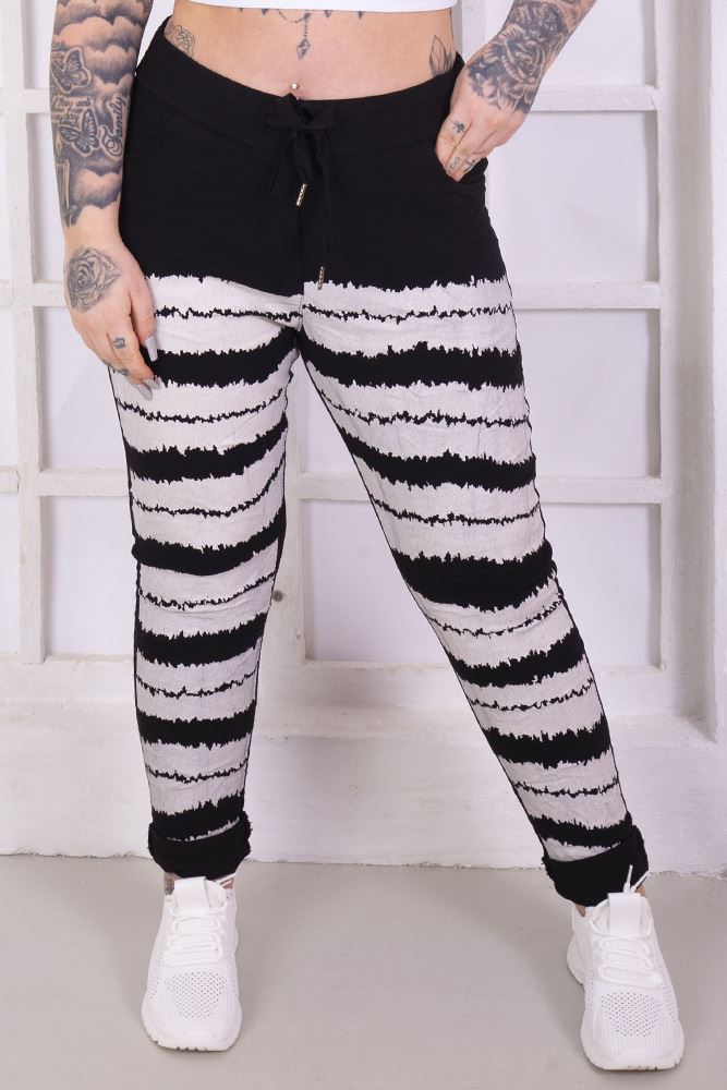 Italian Zig Zag Striped Drawstring Trouser