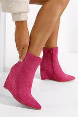 Suede Zip Fastening Wedge Boot