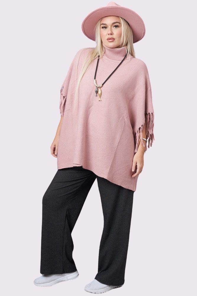 Plain Tassel Sleeve Knit Top