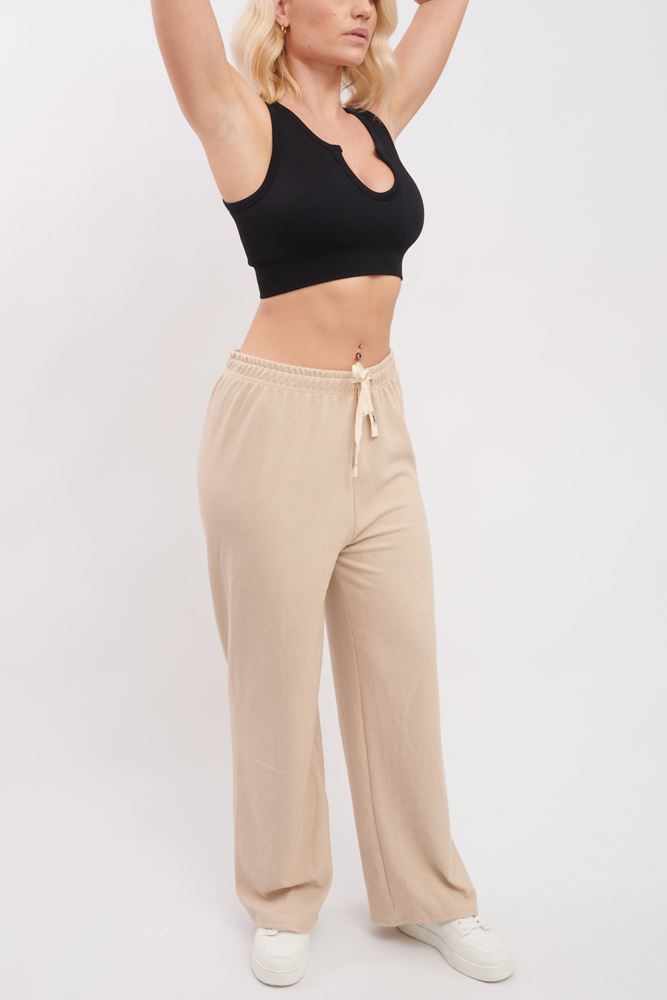 Plain Knit Wide Leg Trousers