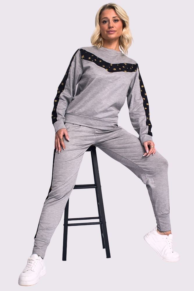 Star Print Side Panel Loungwear Tracksuit