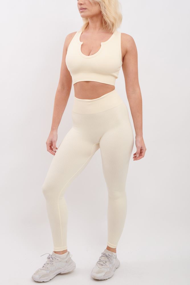 Plain Seamless Ribbed Gym Nylon Legging