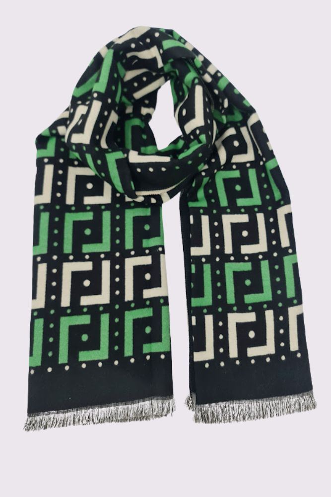 Greek Key Print Soft Feel Scarves