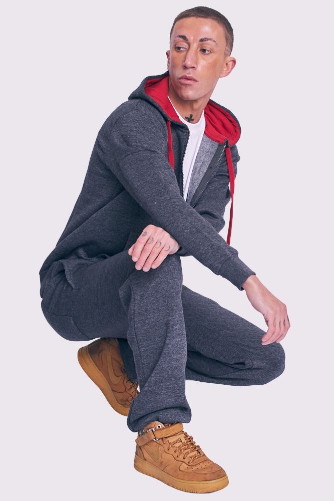 Drawstring Fleece Set Hoodie Top Bottoms Tracksuit