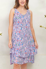 Floral Print Layered Cotton Dress