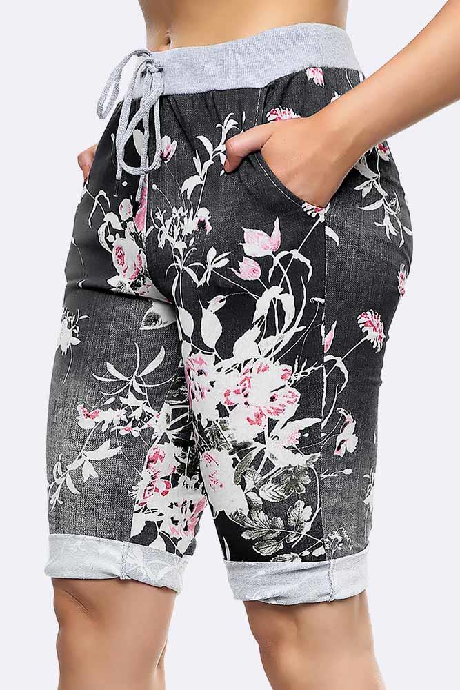 Floral Printed 3/4 Drawstring Trouser