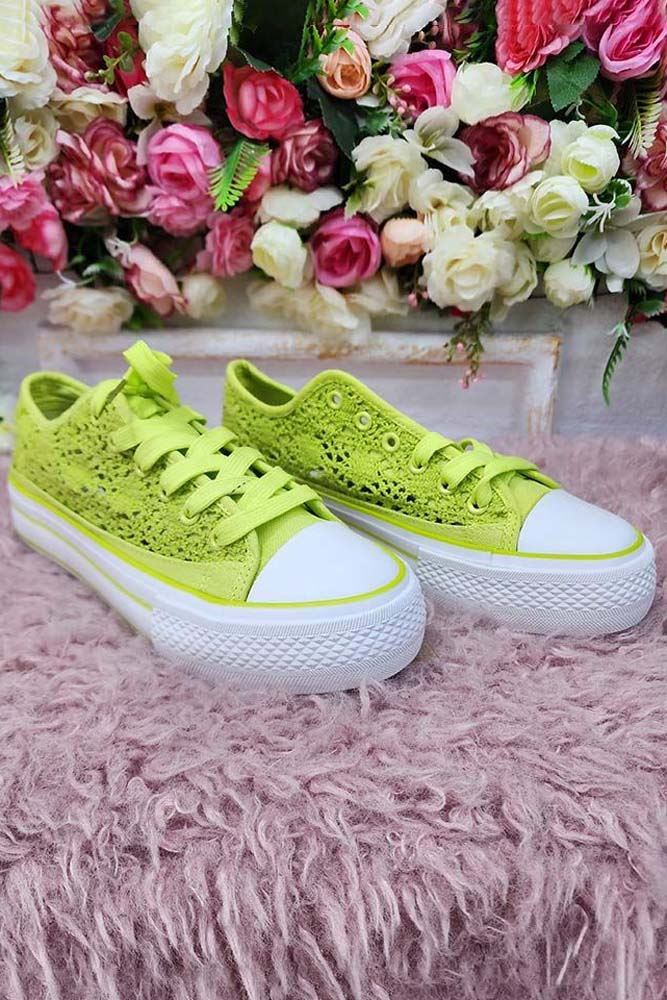 Crochet Pattern Lace Up Platform Sneakers