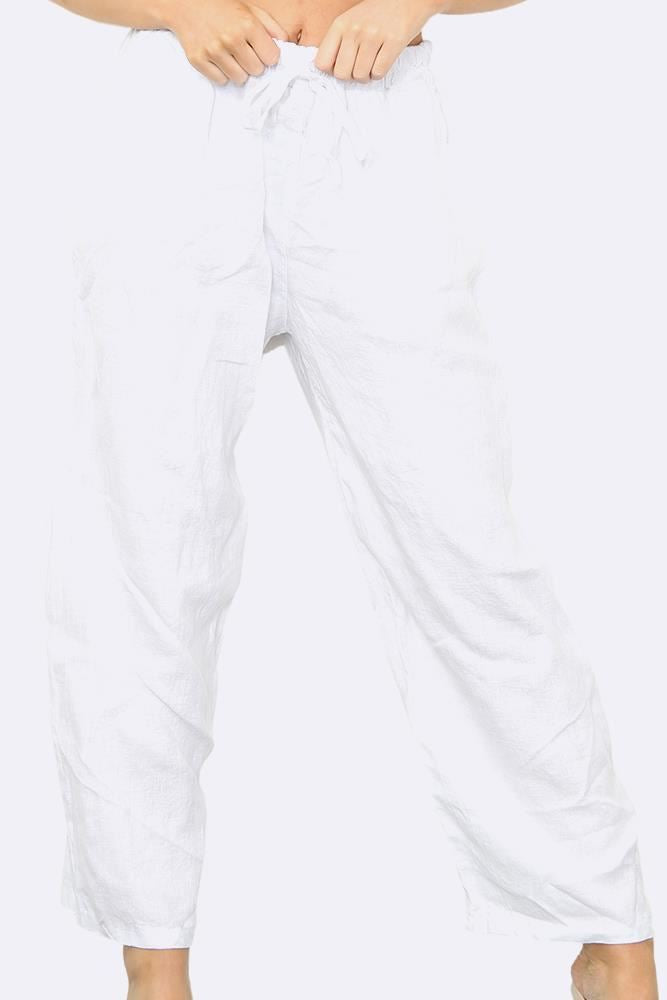 Italian Wide Leg Elasticated Waist Linen Trousers