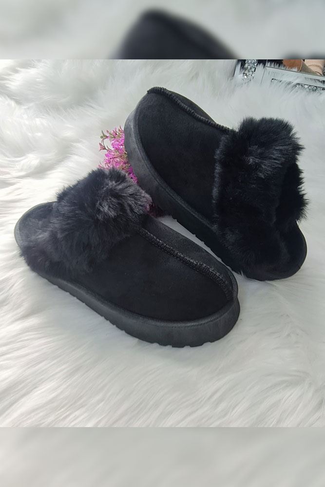 Faux Fur Mule Platform Fluffy Shoes