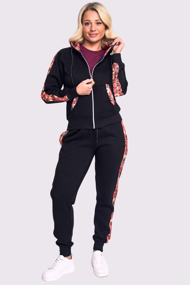 Floral Side Panel Fleece Tracksuit