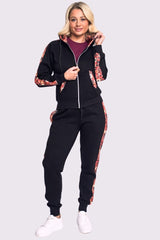 Floral Side Panel Fleece Tracksuit