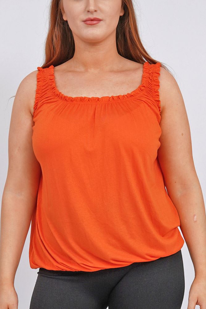 Plain Elasticated Gather Vest Top