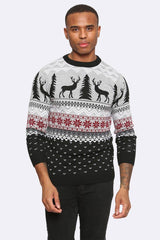 Forest Deer & Tree Seamless Pattern Mens Knitted Jumper